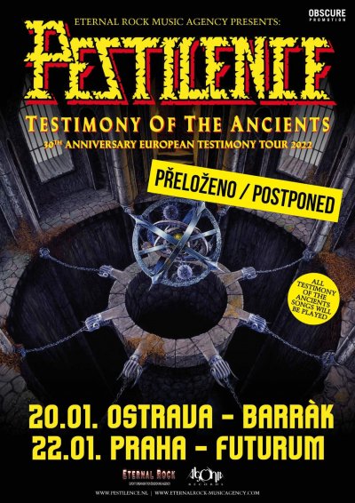 Plakát Pestilence: Testimony 30th Anniversary tour - Praha