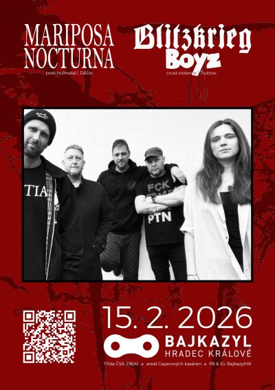 Plakát MARIPOSA NOCTURNA (post-hc/metal) + BLITZKRIEG BOYZ (crust-violence)
