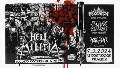 Plakát Second Coming of the Pigs: Hell Militia (Fra), Chaos Invocation (Ger), Stíny plamenů, Mallephyr