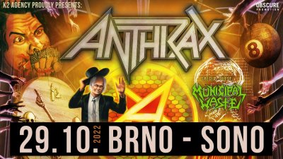 Plakát ANTHRAX, MUNICIPAL WASTE - Brno