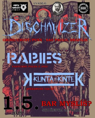 Plakát DISCHAVIZER // RABIES // KUNTA KINTE - Moshpit pod rozkvetlou třešní night