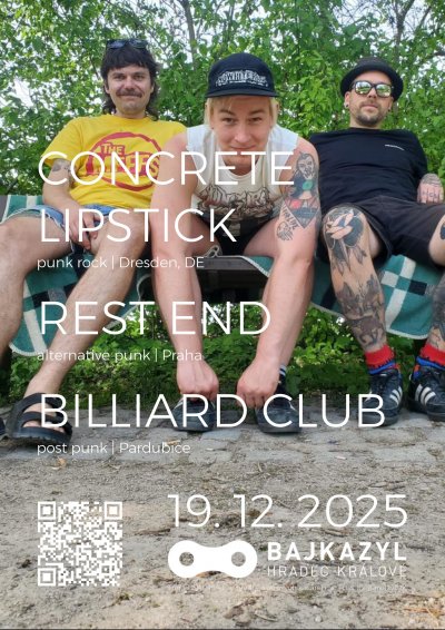 Plakát PUNKOVÁ BESÍDKA V BAJKAZYLU: Concrete Lipstick (DE) + Rest End + Billiard Club